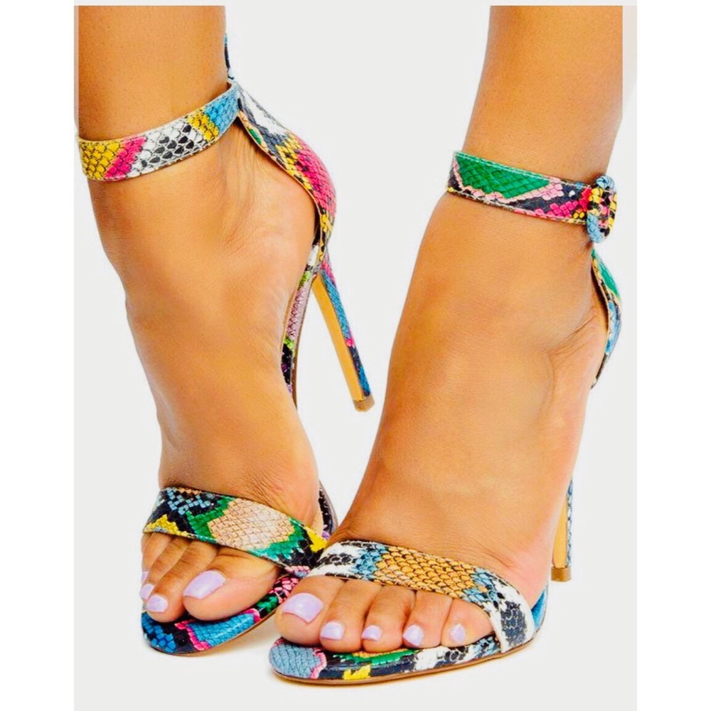 Snake Skin Open Toe Heels!
